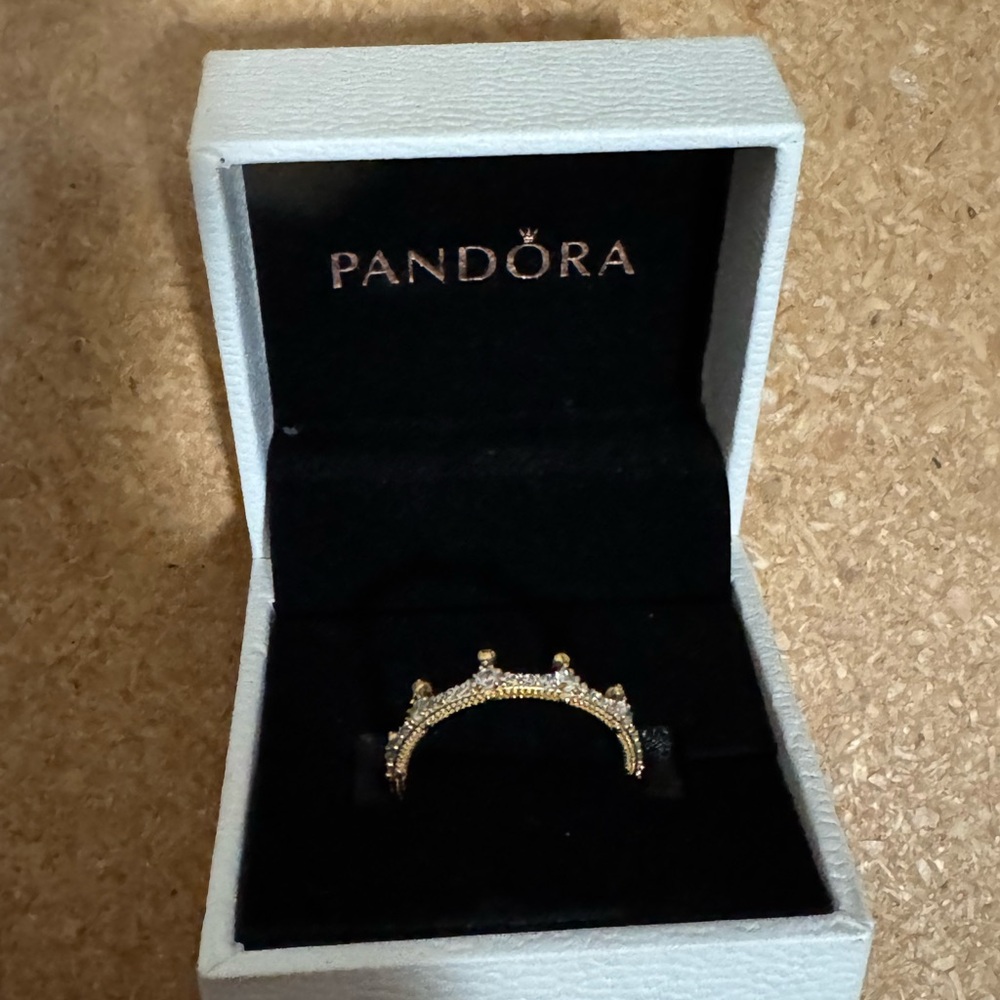 Pandora Gold Tiara Ring with Sparkling Accents